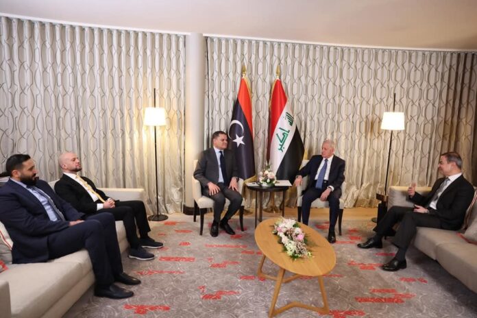 «الدبيبة» يلتقي الرئيس العراقي لبحث التعاون الثنائي والقضايا الإقليمية والدولية