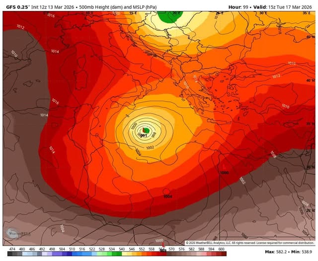 المركز العربي للمناخ يحذّر: عاصفة متوسطية عميقة تضرب شمال ليبيا يوم الثلاثاء