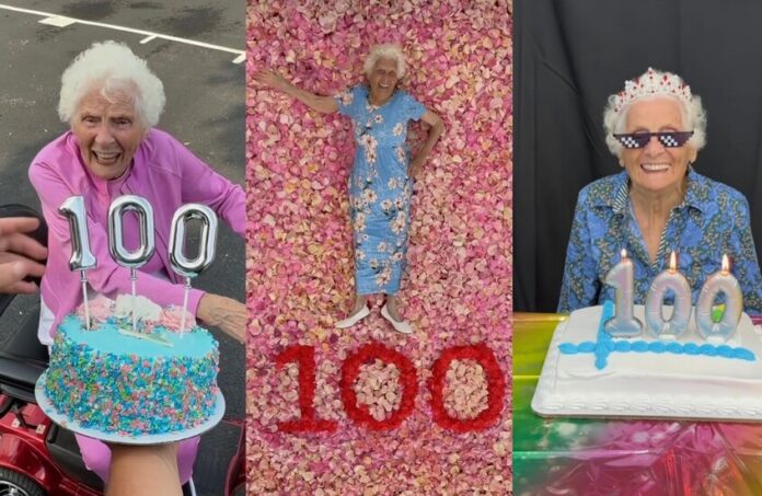 بالفيديو.. الجدة العصابات تخطف الأنظار بعيد ميلادها الـ«100»